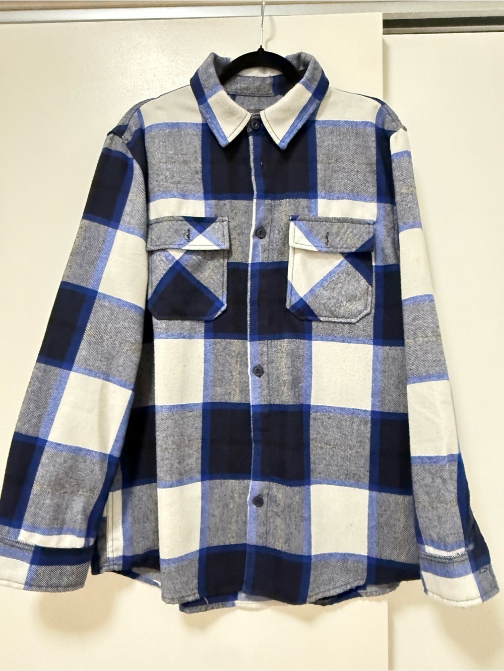Primark Blue and White Plaid Button-Down Shirt